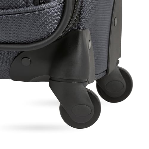 SWISSGEAR Sion Softside Expandable Spinner Luggage Durable Lightweight Travel Suitcase, Dark Grey, Checked-Medium