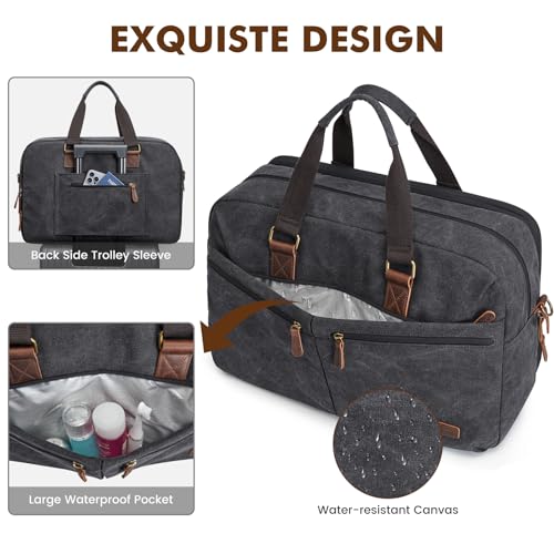 S-ZONE Expandable Duffle Bag for Travel 33L 50L Canvas Weekender Overnight Bags Men Women