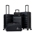 CONCEPTEN Luggage Sets, 5 Piece Durable Suitcase Set with Spinner Wheels, ABS Hard Shell Lightweight Luggage with TSA Lock, Large Checked Travel Suitcases, 20/24/28 Inch, Black
