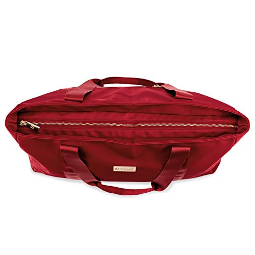 Badgley Mischka Uncomplicated Nylon Weekender Travel Bag, Lightweight Duffel Tote for Women, Carry On Overnight Bag (Burgundy)