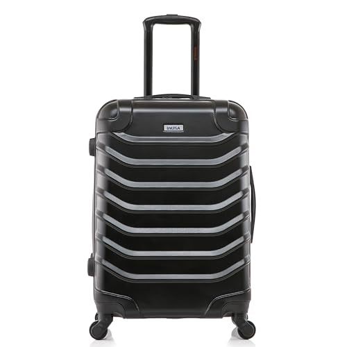 InUSA ENDURANCE Luggage with Spinner Wheels | Durable Lightweight Hardside Suitcase, Spacious Travel Bag with Handle and Trolley | 24-Inch Medium Checked Luggage | Black
