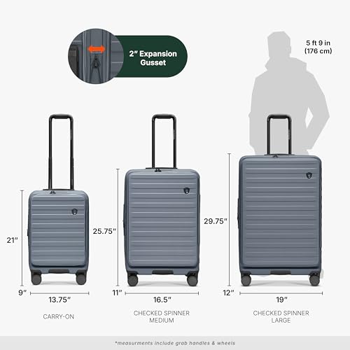 Traveler's Choice Novia Top Opening Expandable Polycarbonate Luggage with Spinner Wheels, Slate Blue, 30-Inch Large