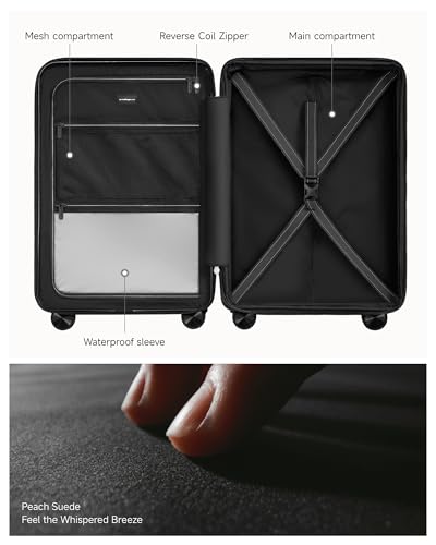 LUGGEX Carry On Luggage with Spinner Wheels - 20 inch Expandable Hard Shell Suitcases - Accelerate Access with DiHook, Handy Pouch, Blue