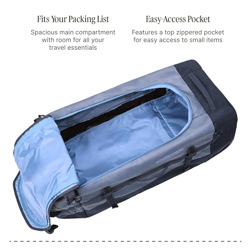 Eagle Creek Cargo Hauler Wheeled Duffel - Durable Duffel Bag for Travel - Easy Access Compartment - Deployable Backpack Straps - Lockable Zipper Opening - Glacier Blue - 130L