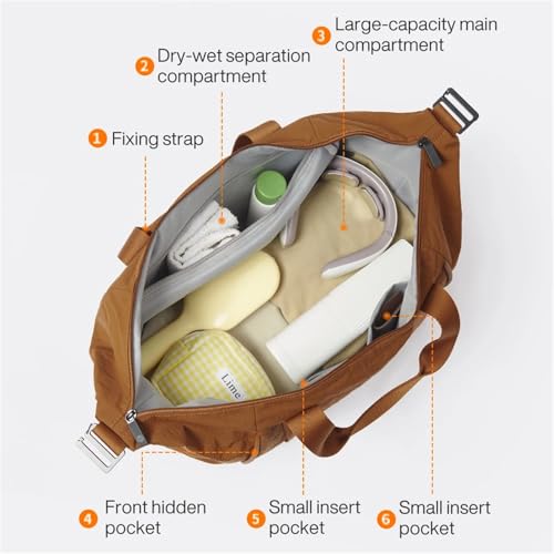RXJPASD Compatible for Mixi Large Capacity Foldable Travel Duffel Suit Bag, Sports Fitness Shoulder Handbag for Women(Light Gray)