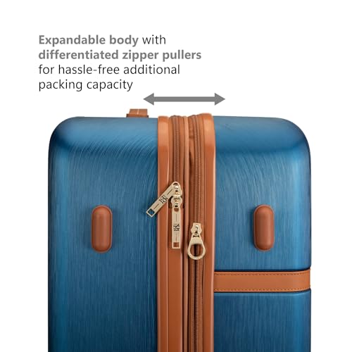 Badgley Mischka Grace 3 Piece Polycarbonate-ABS Expandable Retro Luggage Set (Navy)