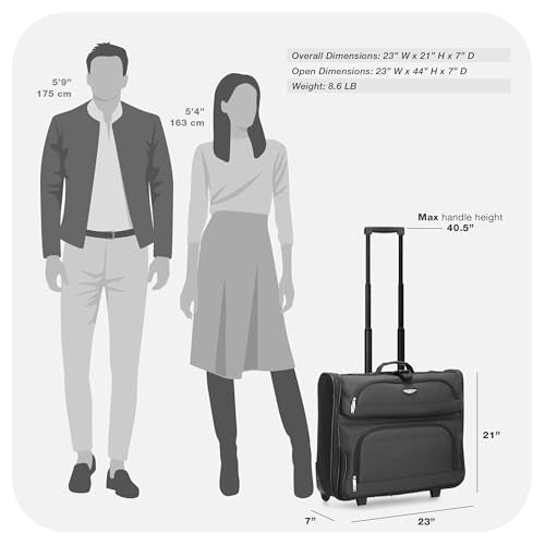 Travel Select Amsterdam Business Rolling Garment Bag, Softside Expandable Rolling 2-Wheeled Suit Carrier, Gray, One Size