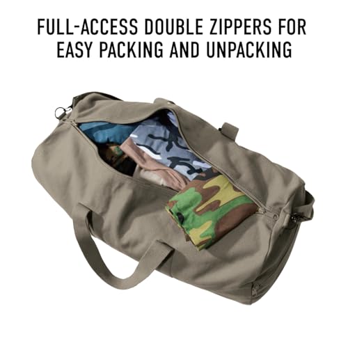 Rothco Heavy-Duty Canvas Shoulder Duffle Bag - Rugged Travel Gym Gear Equipment Bag, Olive Drab, 15 Inches