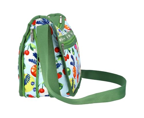 LeSportsac Fresh Fruit Deluxe Everyday Crossbody Bag + Cosmetic Bag, Style 7507/Color E840, Whimsical Sunkissed Artfully Arranged Fruit, Vibrant Juicy Oranges, Lemons & Limes, Sweet Cherries & Berries