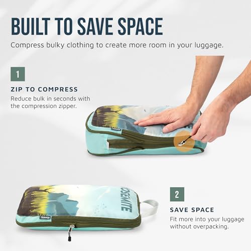 Large Compression Packing Cubes for Travel-Packing Cube Luggage Organizers 7 Piece Set for Checked Luggage-Ultralight, Expandable/Compression Bags by TRIPPED Travel Gear (National Parks)