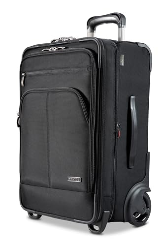 Ricardo Beverly Hills Flight Essentials Softside Expandable Carry-On Travel Luggage with Wheels, Durable Ballistic Nylon Fabric, Water and Stain Resistant, Men and Women, 22-Inch (Black)