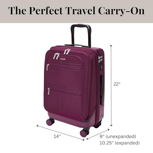 Baggallini Set Wave 22” 4 Wheel Hybrid Carry-On Luggage - Lightweight Carry On Suitcase with Wheels