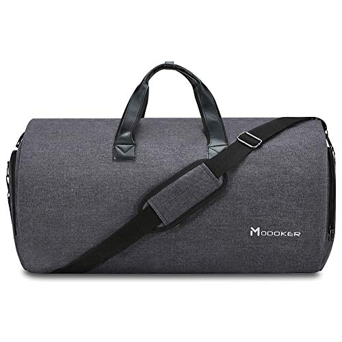 Modoker Convertible Garment Bag with Shoulder Strap, Carry on Garment Duffel Bag for Men Women - 2 in 1 Hanging Suitcase Suit Travel Bags, Black