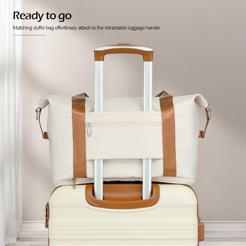 Coolife Luggage Set 3 Piece Luggage Set Carry On Suitcase Hardside Luggage with TSA Lock Spinner Wheels(White, 6 piece set)