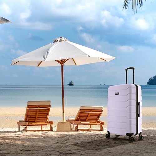 InUSA TREND Luggage with Spinner Wheels | Durable Lightweight Hardside Suitcase, Travel bag with Handle and Trolley, 28-Inch Large Checked luggage | White
