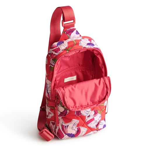 Vera Bradley Women's Featherweight Lorman Sling Backpack, Swirling Poppies, One Size