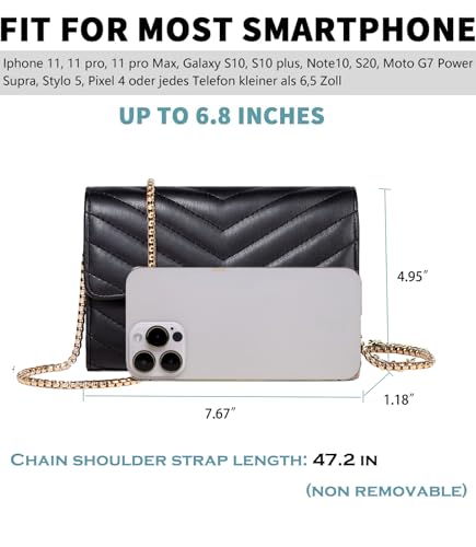 YAZEKOUS Crossbody Bags for Women, Small Purses Crossbody Purses for Women, Cell Phone Purse with Card Slots for Travel Daypack Black