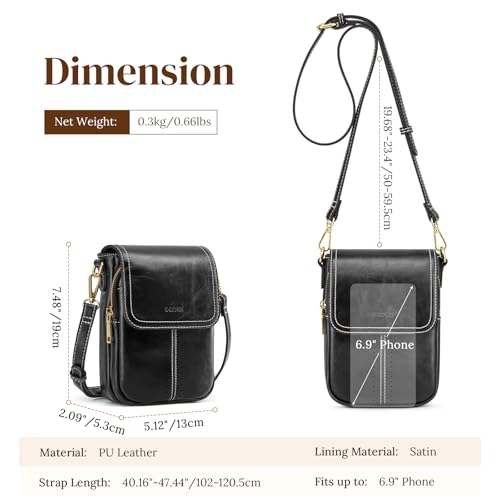 S-ZONE Vegan Leather Small Crossbody Bags for Women Trendy Cell Phone Purses Womens Wallet with Adjustable Strap Card Slots
