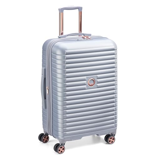 DELSEY PARIS Cruise 3.0 Hardside Expandable Luggage with Spinner Wheels, Platinum, Checked-Medium 24 Inch