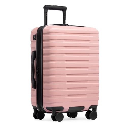 U.S. Traveler Boren Expandable Hardside Rugged Travel Luggage with 8 Spinner Wheels, Rose Pink, Carry-on 22-Inch