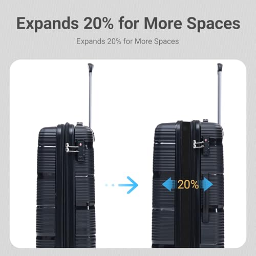 Rosamo 4 Piece PP Hardside Expandable Luggage Set - Lightweight 29/25/21/16 Inch Spinner Suitcase with TSA Lock & Telescoping Handle, Durable Travel Luggage