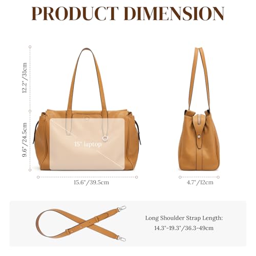 S-ZONE Leather Tote Bag for Women Large Shoulder Bags Crossbody Handbag Work Purse Travel Trip