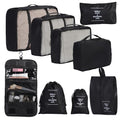 9 Set Packing Cubes for Travel Essentials, Suitcase Organizer Bags for Airplane Road Trip Camp - Black