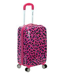 Rockland Safari Hardside Spinner Wheel Luggage, Carry-on 20", Magenta Leopard
