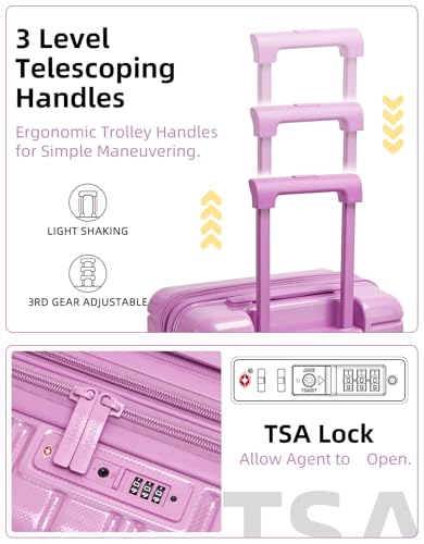 LARVENDER Carry On Luggage 22x14x9 Airline Approved, 20 Inch Expandable PC+ABS Hardside Suitcase Carry On Luggage with Spinner Wheels TSA Lock for Women Men (Berry)