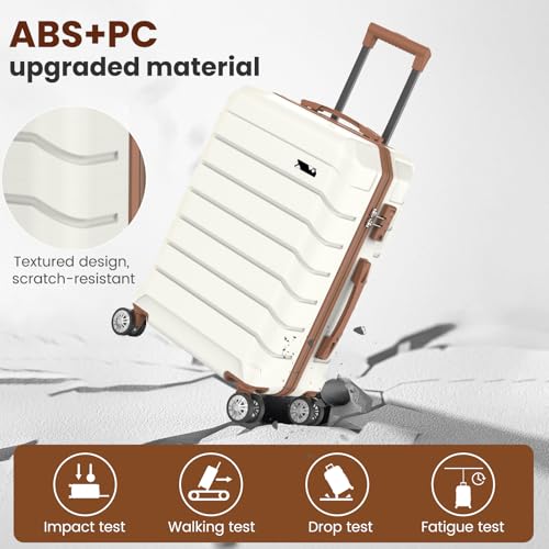 ExoRoute Luggage Sets 3 Piece, Hardside Carry On Suitcase with Spinner Wheels, Lightweight Durable Luggage for Travel | TSA Lock, Expandable Suitcase Set for Men and Women（20/26in） (White)