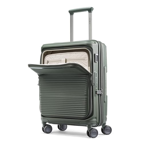 Samsonite Paralux Global Carry-On Luggage - Innovative Design - Quick Access Front Pocket - Dual Suspension Wheel Technology - TSA Lock - Expandable - Includes Removable Packing Cubes - Olive