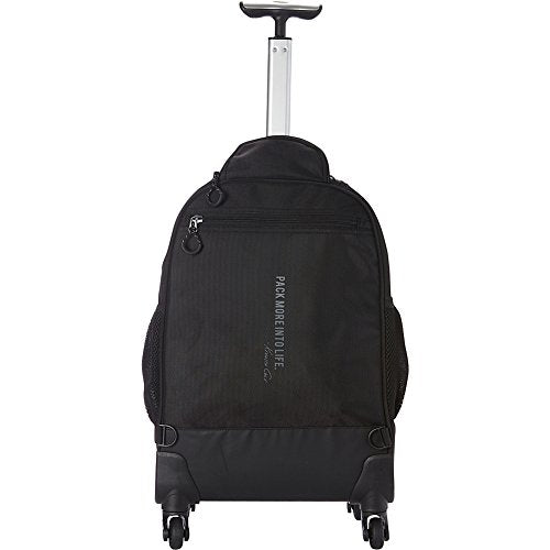 Kenneth Cole REACTION 17" Polyester Dual Compartment 4-Wheel Laptop Backpack, Black