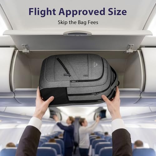 MATEIN Travel Laptop Backpack, 17 Inch Work TSA Approved Carry on Backpack, Large Computer Business Bag for Men Women with Trolley Sleeve and Anti Theft Pocket, College School Rucksack Book Bag, Grey