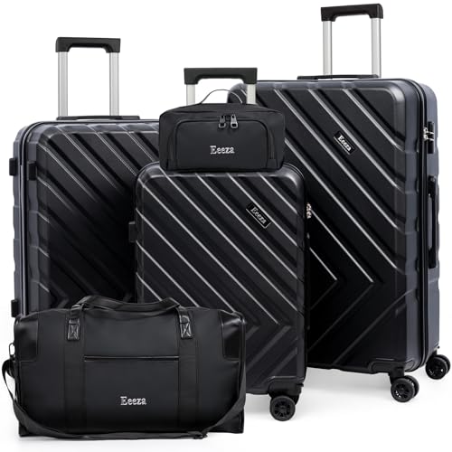 Eeeza Luggage Sets 5 Piece,Suitcases with Wheels, Hard Case Luggage with Detachable Spinner Wheels,Carry On Luggage Set (5 Piece Sets (20"/24"/28"/DB/TB))