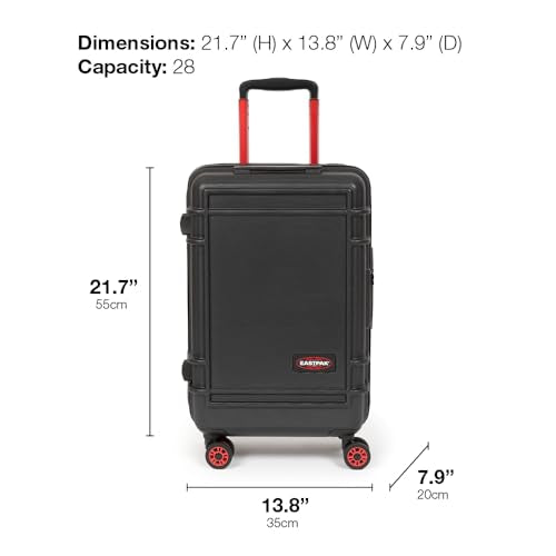 EASTPAK Resist'R Zip Cabin – 28L Hardshell Carry-On with Dual Compartments, 360° Spinner Wheels, TSA Lock & Telescopic Handle, Black