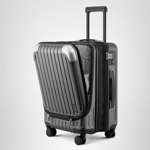 LEVEL8 Grace Carry on Luggage, 20 Inch Expandable Hard Shell Suitcase with Wheels, Abs+Pc Harshell Spinner Luggages with Tsa Lock, Travel Bag for Women Men, Grey