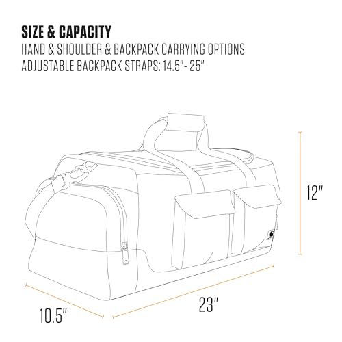 Carhartt 40L Utility Duffel, Heavy-Duty Gear Bag for Jobsite, Gym, & Travel, Duffel Bag (Carhartt Brown), 40L