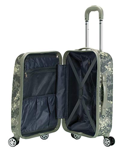 Rockland Safari Hardside Spinner Wheel Luggage, Carry-on 20", Acu Camo