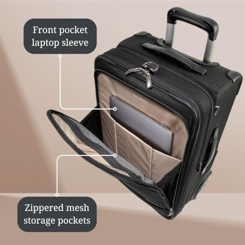 Ricardo Beverly Hills Flight Essentials Softside Expandable Carry-On Travel Luggage with Wheels, Durable Ballistic Nylon Fabric, Water and Stain Resistant, Men and Women, 22-Inch (Black)