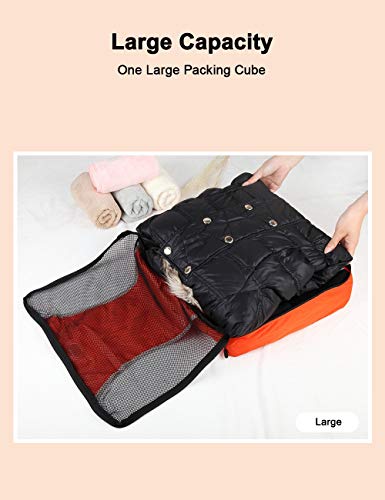 GOX Premium 5-Piece Packing Cubes Set for Travel, Lightweight Durable Luggage Organizer Bags with Double Zipper Mesh Top, 1 Large 2 Medium 2 Small, Nylon, Space-Saving Suitcase Storage (Orange)