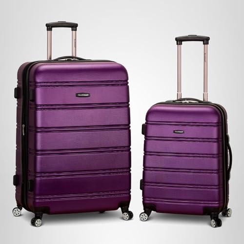 Rockland Melbourne Hardside Expandable Spinner Wheel Luggage, Checked Large 28", Purple