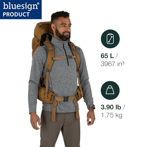 Osprey Rook 65L Men's Backpacking Backpack, Dark Charcoal/Silver Lining