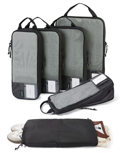 BAGSMART 6 Set Compression Packing Cubes for Travel, Lightweight Luggage Organizer Bags, Durable Space Saver Bags Travel Essentials
