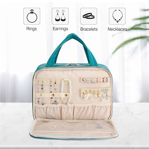 Hanke 20 Inch Carry On Luggage with Wheels PC Hard Shell Suitcase Top Opening Aluminum Frame Suitcases and Hanging Travel Toiletry Bag for Women with Jewelry Organizer Compartment, Travel Essentials