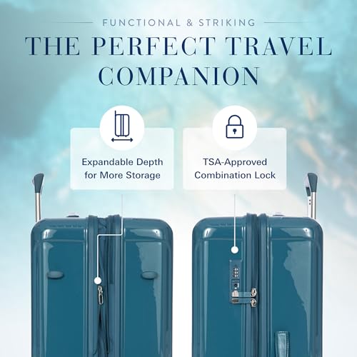 Bric's Positano Trolley Spinner - Carry-On Luggage with Built-In USB Port and Lock - Lightweight Suitcases Made From Durable Polycarbonate - Protector Cover Included - 21 Inch, Sea Green