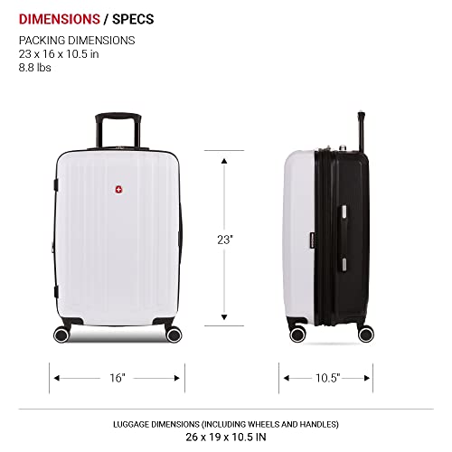 SwissGear 8028 Hardside Expandable Spinner Luggage, Black/White, Checked-Large 28-Inch