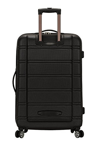Rockland Melbourne Hardside Expandable Spinner Wheel Luggage, Checked Large 28", Black