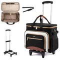 LOVEVOOK Rolling Teacher Bag with Detachable Dolly and Laptop Compartment, Large Rolling Tote Bag fits for 17.3" Laptop for Teacher Office Work Craft Nurse, Black-beige-brown