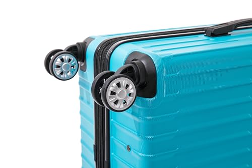 Rockland Costa Mesa 3 Piece Luggage Set, 2 Piece Hard Case Upright Luggages with Spinner Wheels and a 14" Polyester Tote Bag, (20"/24"/14" Tote), Turquoise