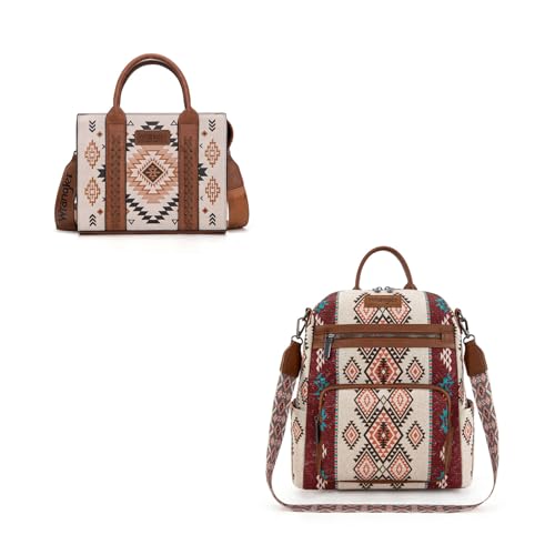 Montana West Wrangler Convertible Backpack Purse and Aztec Tote Bag